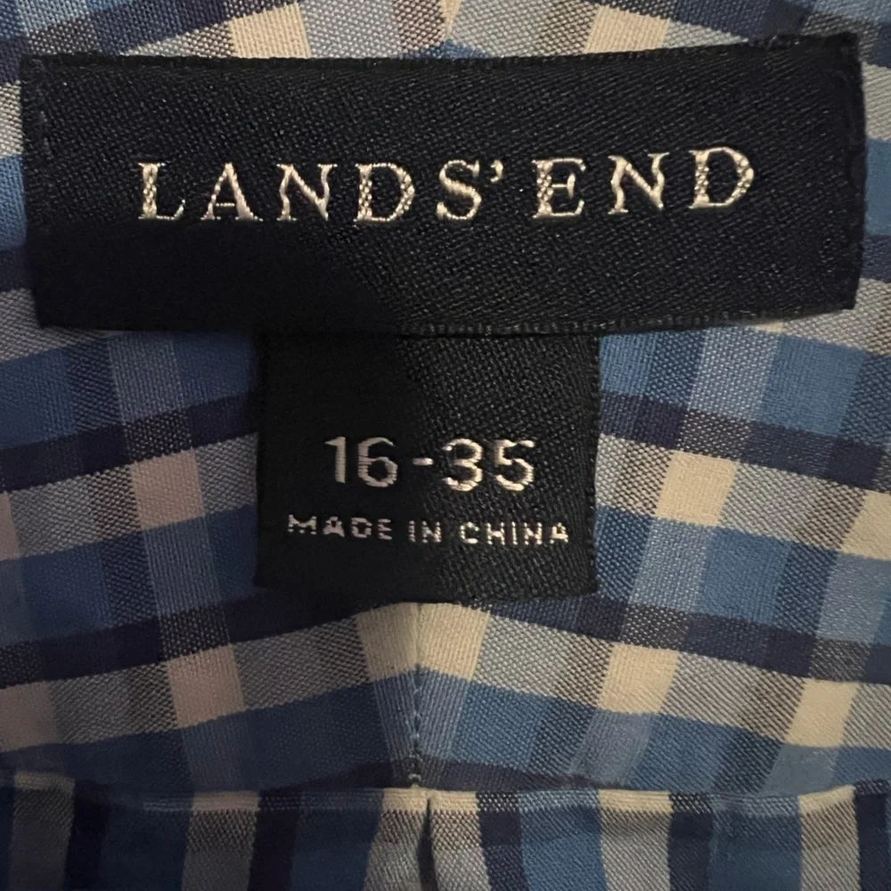 Lands' End Blue and White Casual Button Down Shirt 16-35 - Picture 3 of 10